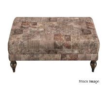 1 x Luxury Footstool in a Premium Woven Chloe Fabric with Wooden Legs - Original Price £500.00