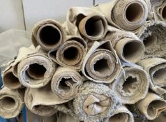 17 x Rolls of Linwood Commercial Grade Upholstery Fabric in a Light Khaki - Approx 45 Metres Long