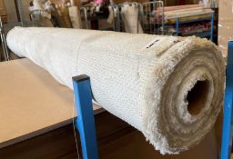 1 x 32.2M Roll Of Heavy Textured Upholstery Fabric In Barbarossa ‘Snow’ Off-White Tone, Featuring