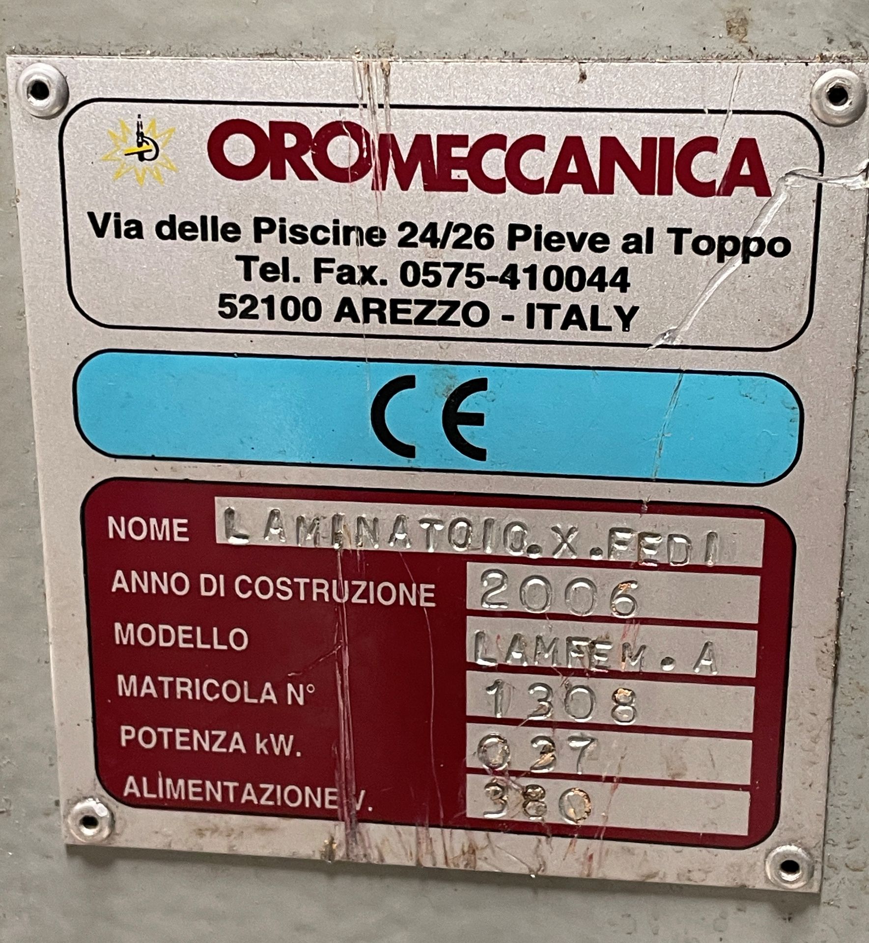 1 x Oromeccanica Lamanatoio.X.Fedi Jointless Wedding Band Rolling Machine - Ref: G2C314 - CL1078 - - Image 8 of 10