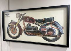1 x Framed Hand-made Graphic Wall Art Titled Holy Furious Motorbike Dimensional Collage by Alex Zeng