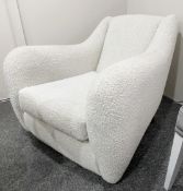 1 x Bespoke Balzac-Inspired Bouclé Fabric Upholstered Armchair in Off-White