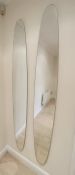 A Pair of Tall Decorative Wall Mirrors With Curved / Organic Form Design