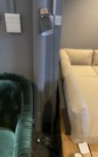 1 x Freestanding Industrial-style Floor Lamp in Charcoal Grey and Copper Metal - Recently Removed