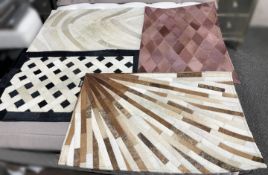 4 x Assorted MOSAIC Branded Rectangular Patchwork Cowhide Rugs - Recently Removed from a Luxury