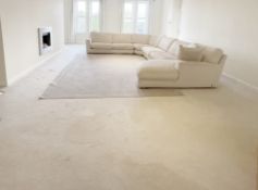 1 x Quality Fitted Lounge Carpet In Light Cream Finish, Complete With Cloud 9 Underlay Beneath. -