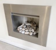 1 x Contemporary Wall-Mounted / Inset Feature Fireplace, Overall Size: W 86Cm X H 75Cm - Ref: -