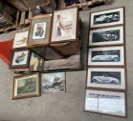 1 x Collection Of 14 X Framed Decorative Wall Pictures / Prints Including Classic Cars - Ref: G2C313