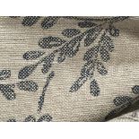 1 x 1.5 Metre Roll Of Designer Damask Upholstery Fabric In A Blue & Natural Traditional Weave