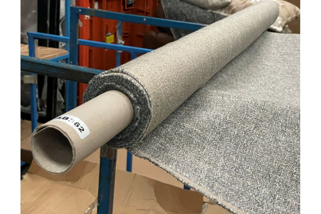 1 x 3-4 Metre Roll Of Designer Heavyweight Textured Weave Upholstery Fabric In Grey, Taupe & Natural - Image 1 of 4
