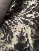 1 x 1-2 Metre Roll Of Designer Damask Velvet Upholstery Fabric In Black & Silver Grey Tones - Ref: