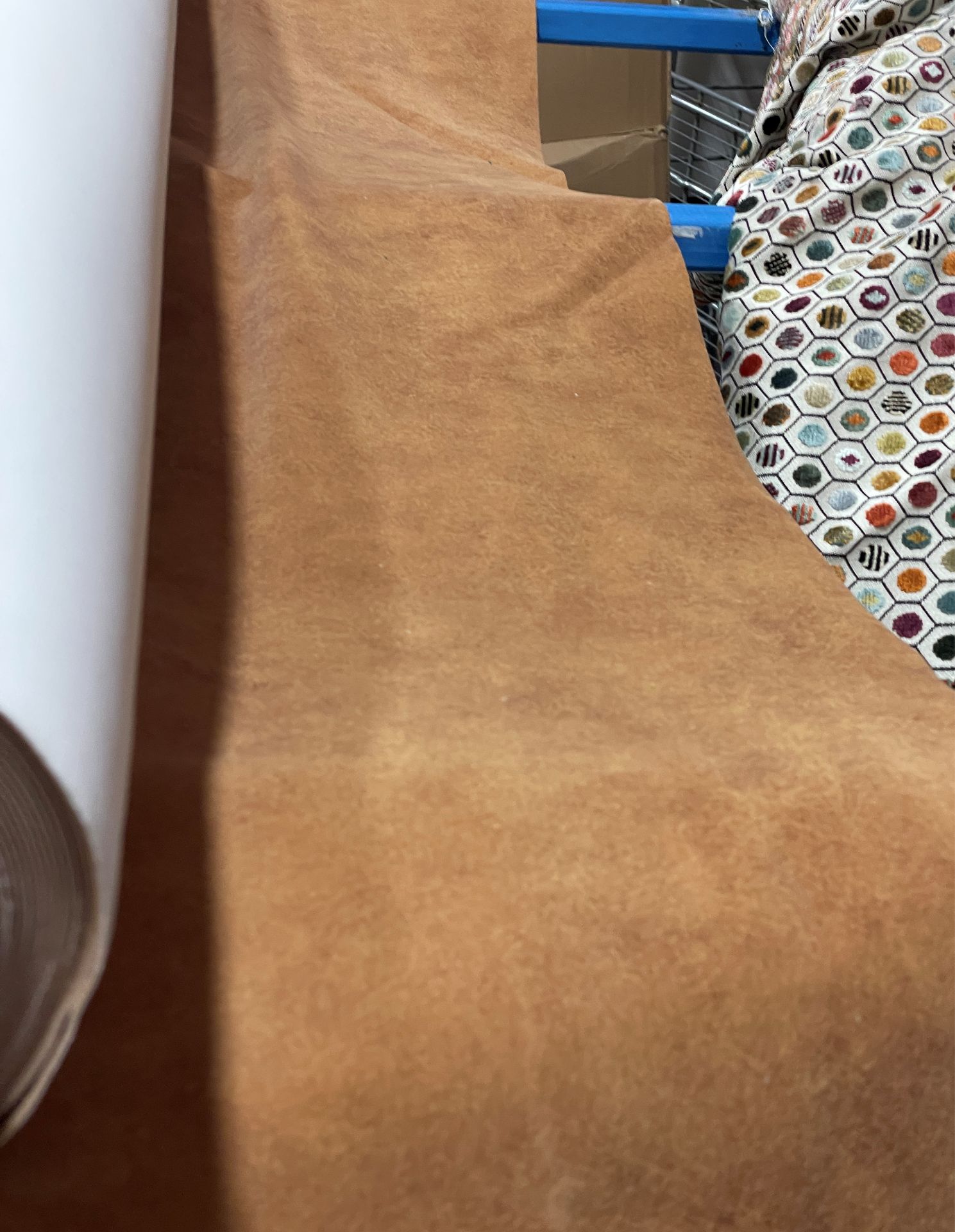 1 x 10-12 Metre Roll Of Premium Faux Suede Upholstery Fabric In Tan - Ref: KAS439 - CL1088 - - Image 3 of 6