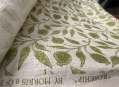 1 x Roll Of Morris & Co. “Rosehip” Luxury Linen Upholstery Fabric Featuring An Elegant Heritage