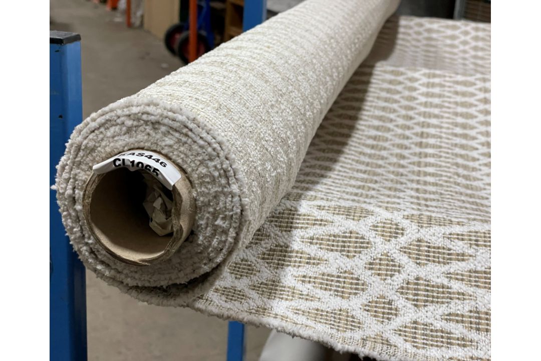 1 x 2-3 Metre Roll Of Premium Textured Bouclé-Style Woven Upholstery Fabric In A Geometric Diamond - Image 1 of 6