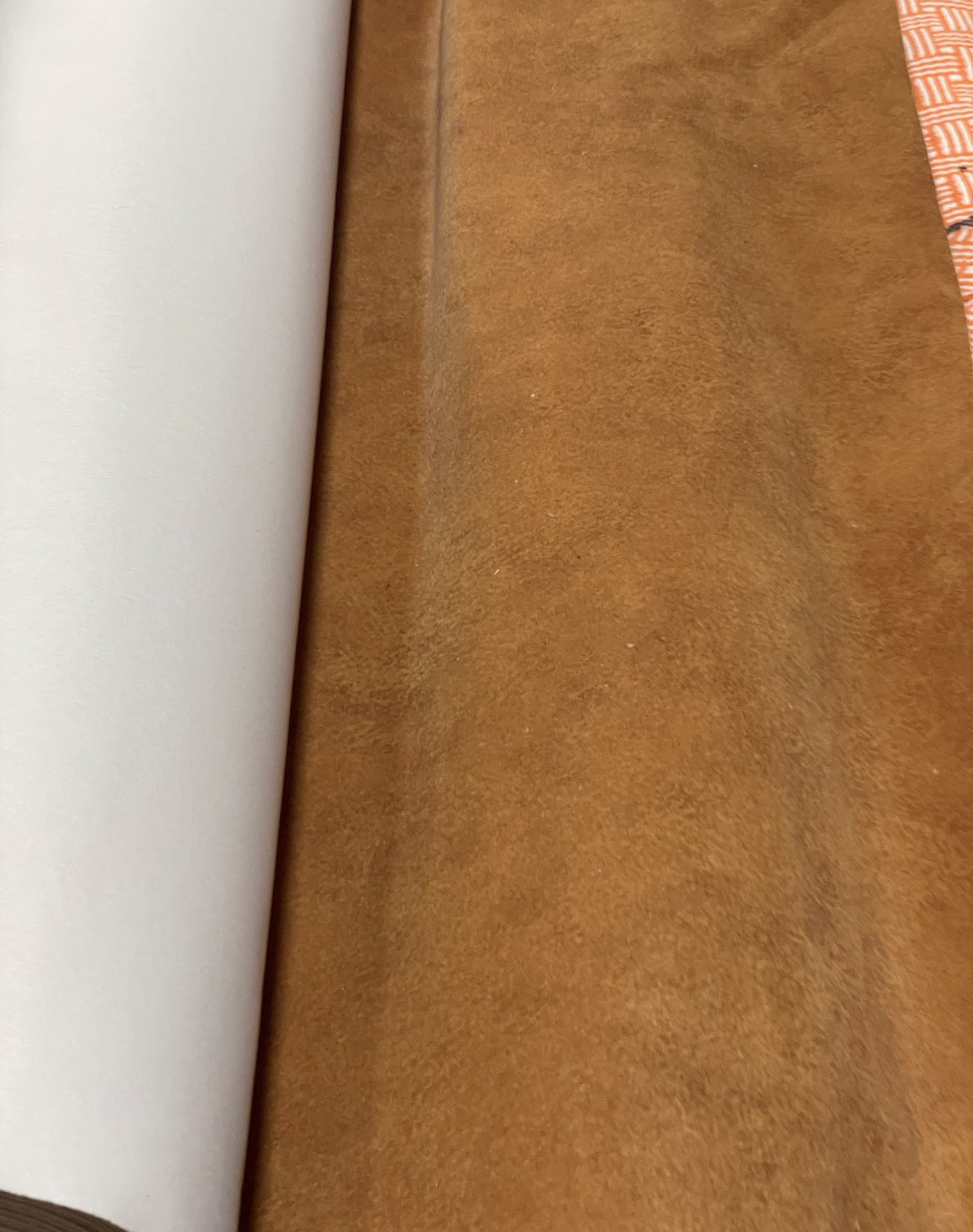 1 x 10-12 Metre Roll Of Premium Faux Suede Upholstery Fabric In Tan - Ref: KAS439 - CL1088 -