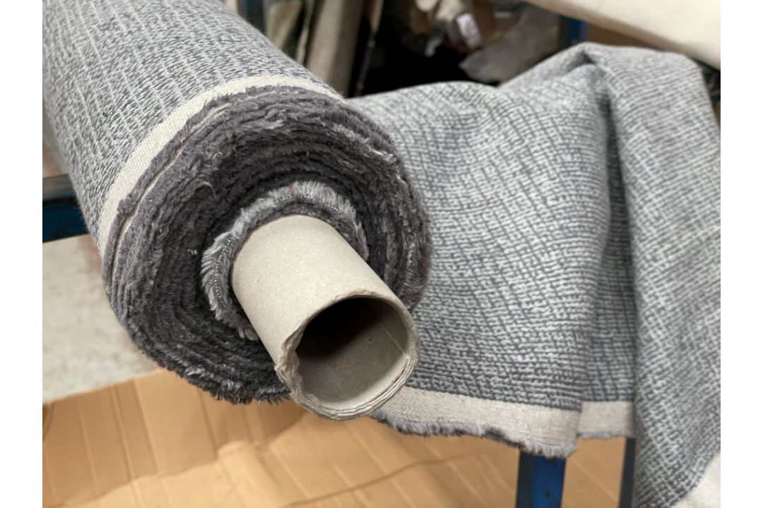 1 x 5-7m Roll Of Designer Woven Textured Upholstery Fabric In Grey & Silver - Ref: BGTMK121 - Image 1 of 12