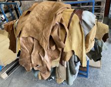 5 x Assorted Genuine Natural Upholstery Leather Hides In A Variety Of Finishes And Sizes - Ref: