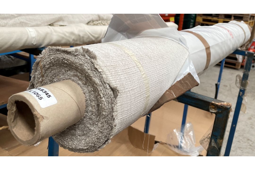 1 x 13 Metre Roll Of Premium Woven Upholstery Fabric In A Versatile Light Stone, Oatmeal And Soft - Image 1 of 5