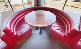 1 x Large Round Seating Booth with Dining Table - Upholstered in Red Faux Leather