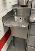 1 x Stainless Steel Handwash Unit with Mixer Tap, Splash Barriers, and Rear Shelf