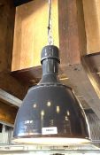 3 x Industrial Factory Pendant Light Fixtures with a Grey Enamel Finish