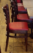 16 x Ladderback Dining Chairs - Dark Stained Finish with Red Faux Leather Seats