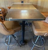 3 x Tall Industrial Style Poser Tables with Brushed Metal Tops and Floor Mounted Pedestals