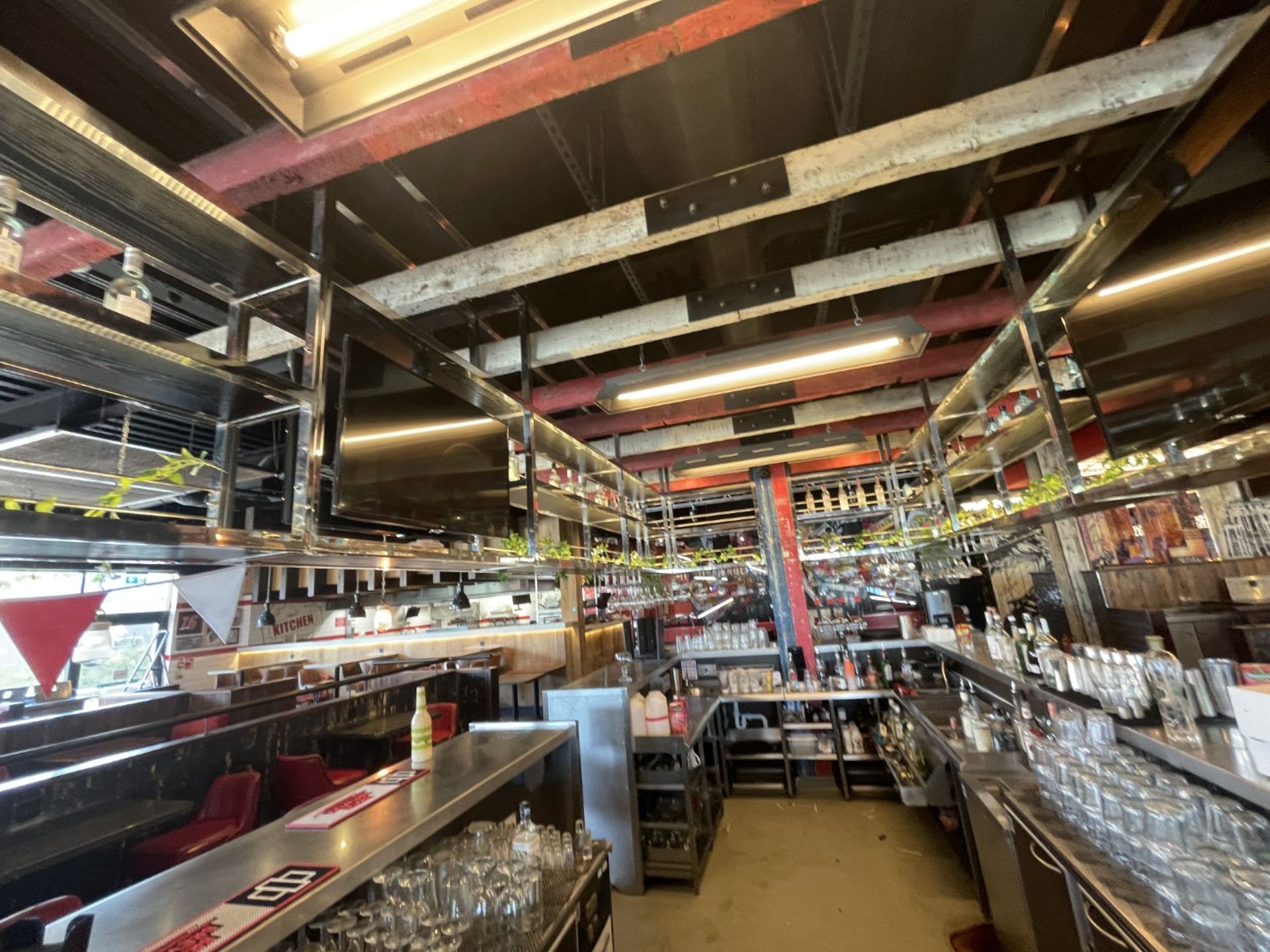 1 x Large Central Island Drinks Bar Features Stainless Bar Tops with Integral Removal Drainers - Image 32 of 64