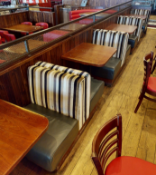 1 x Collection of Seating Booths Upholstered with Grey Faux Leather Seats and Striped Fabric Backs