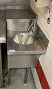 1 x Stainless Steel Handwash Unit with Mixer Tap, Splash Barriers, and Rear Shelf