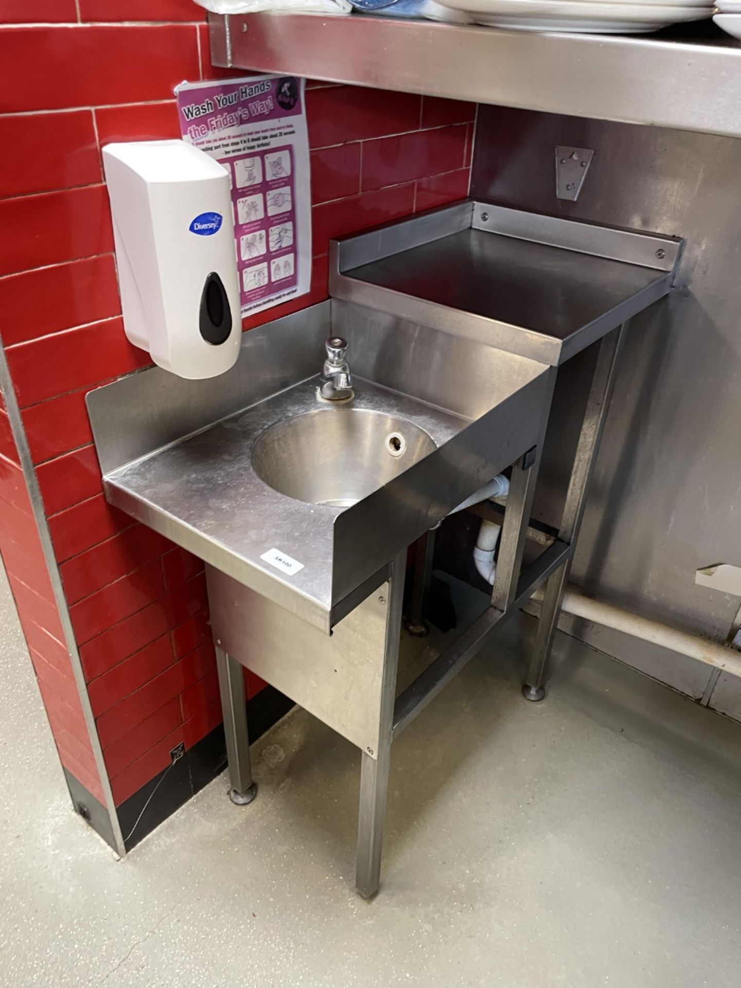 1 x Stainless Steel Handwash Unit with Mixer Tap, Splash Barriers, and Rear Shelf - Image 5 of 5