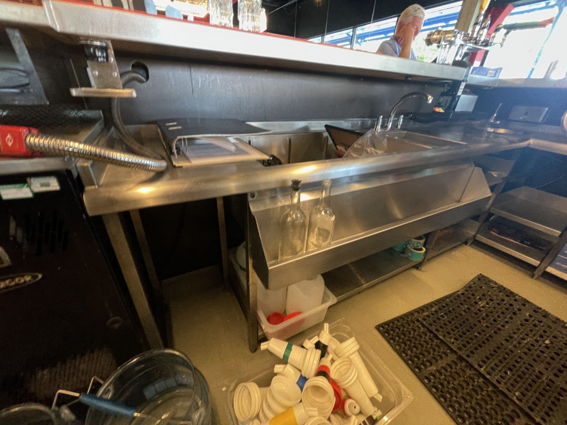 1 x Large Central Island Drinks Bar Features Stainless Bar Tops with Integral Removal Drainers - Image 22 of 64
