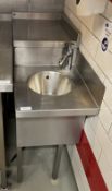 1 x Stainless Steel Handwash Unit with Mixer Tap, Splash Barriers, and Rear Shelf