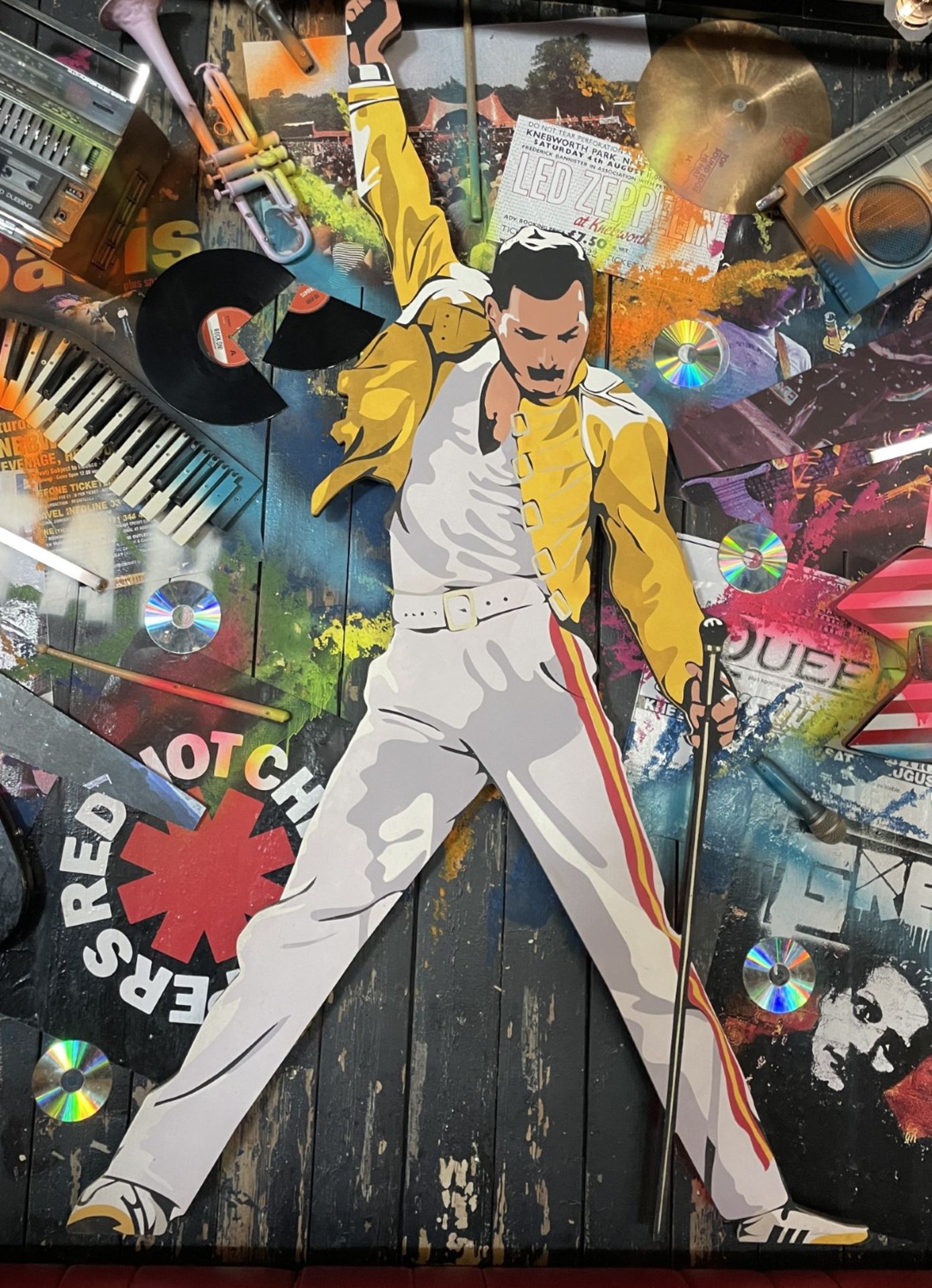 1 x Lifesize Wooden Cut-out of Queens Freddy Mercury in His Signature Yellow Jacket and Iconic