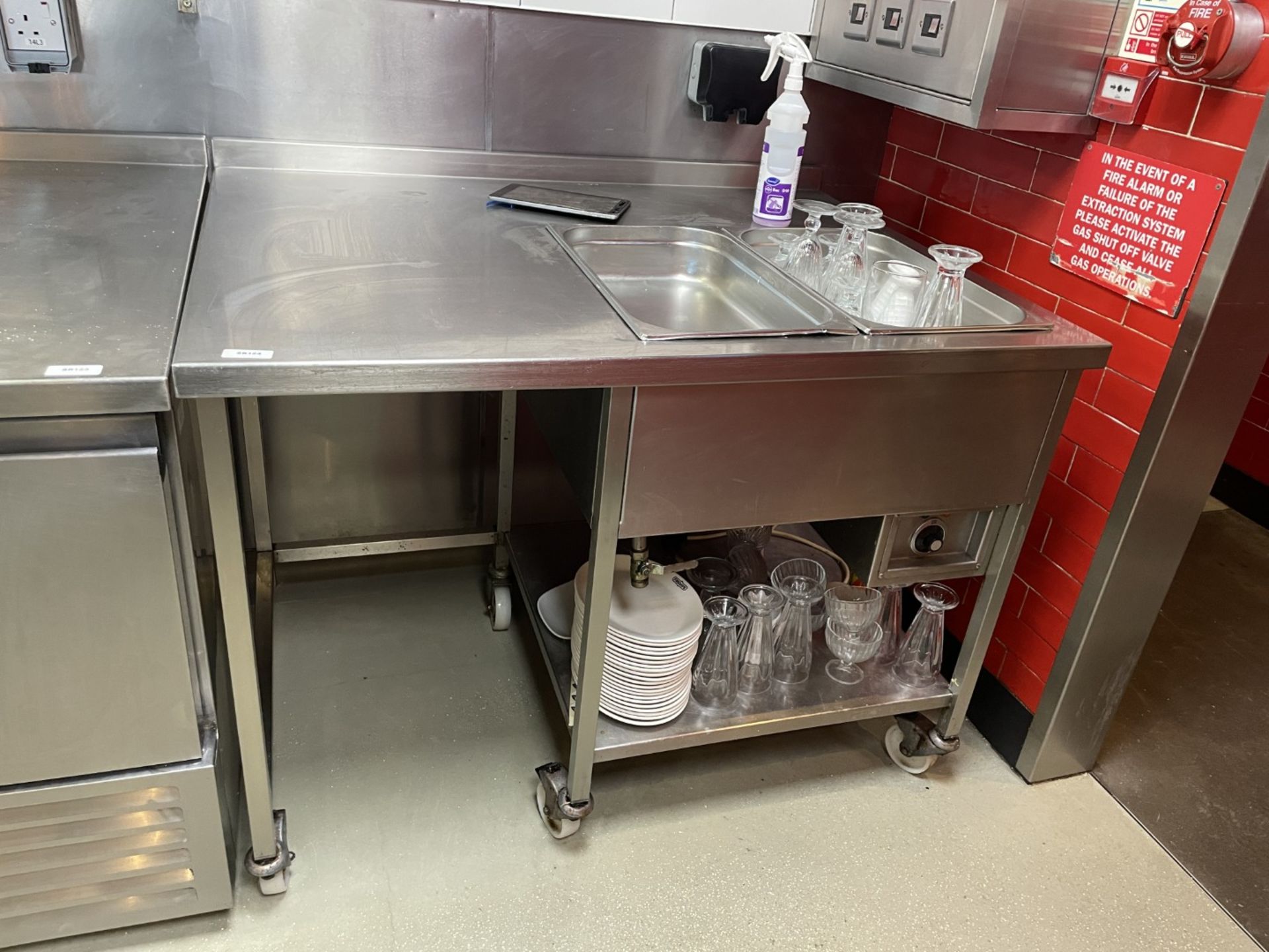 1 x Stainless Steel Baine Marie Prep Unit on Castors - Includes Two Trays and an Assortment - Image 2 of 6