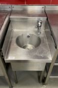 1 x Stainless Steel Handwash Unit with Mixer Tap, Splash Barriers and Rear Shelf