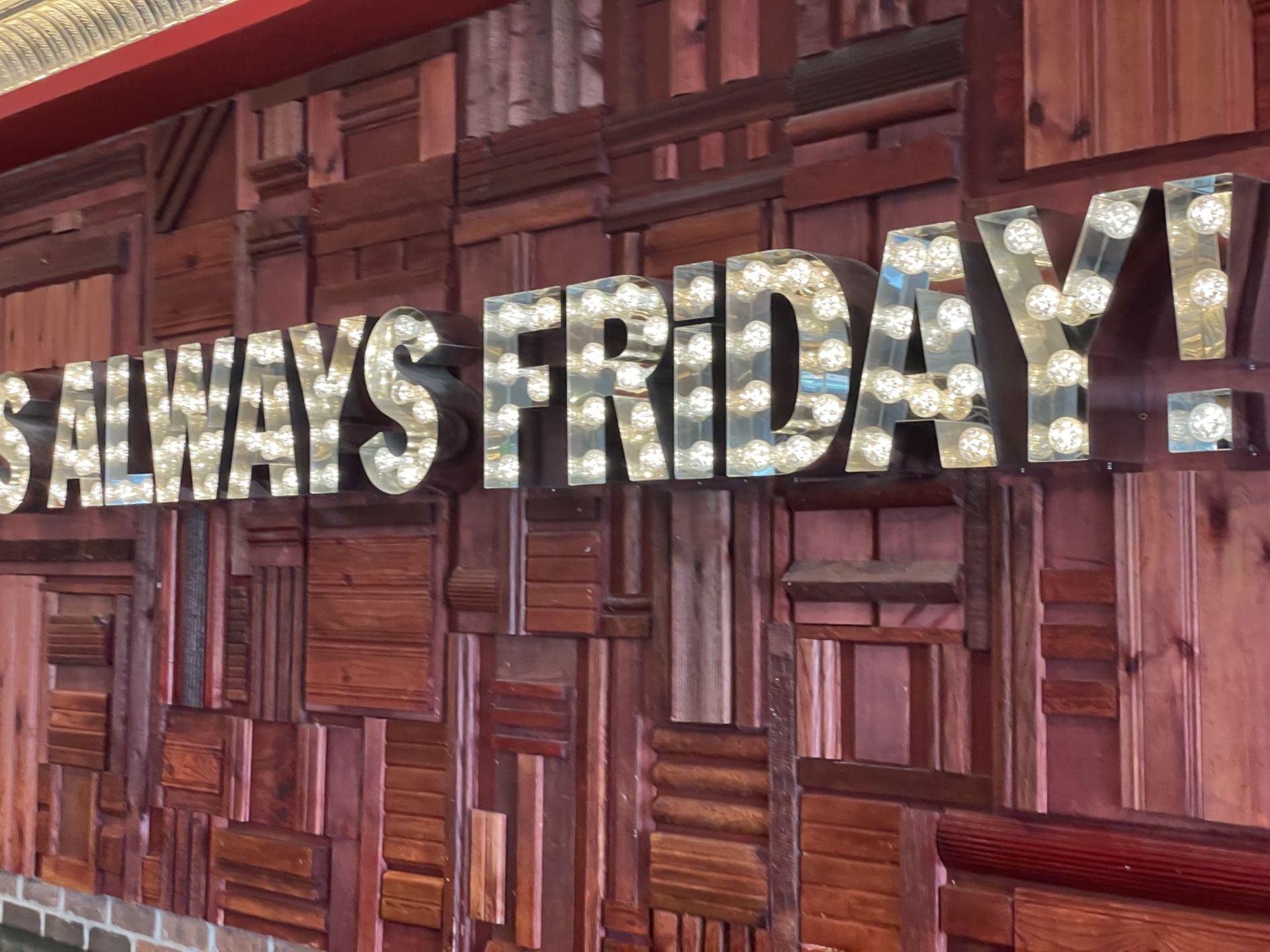 1 x Large-Format Decorative Wall Sign Featuring the Slogan “In Here It's Always Friday!” - Image 5 of 19