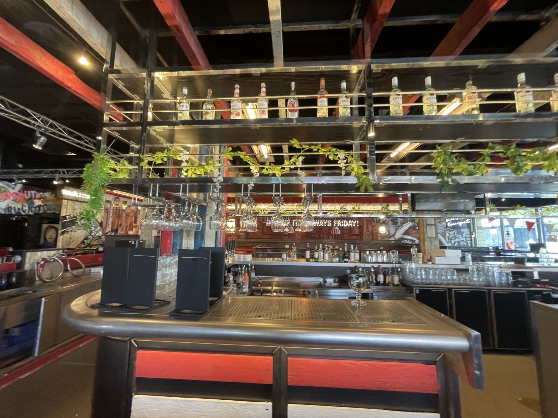 1 x Large Central Island Drinks Bar Features Stainless Bar Tops with Integral Removal Drainers - Image 4 of 64
