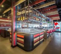 1 x Large Central Island Drinks Bar Features Stainless Bar Tops with Integral Removal Drainers