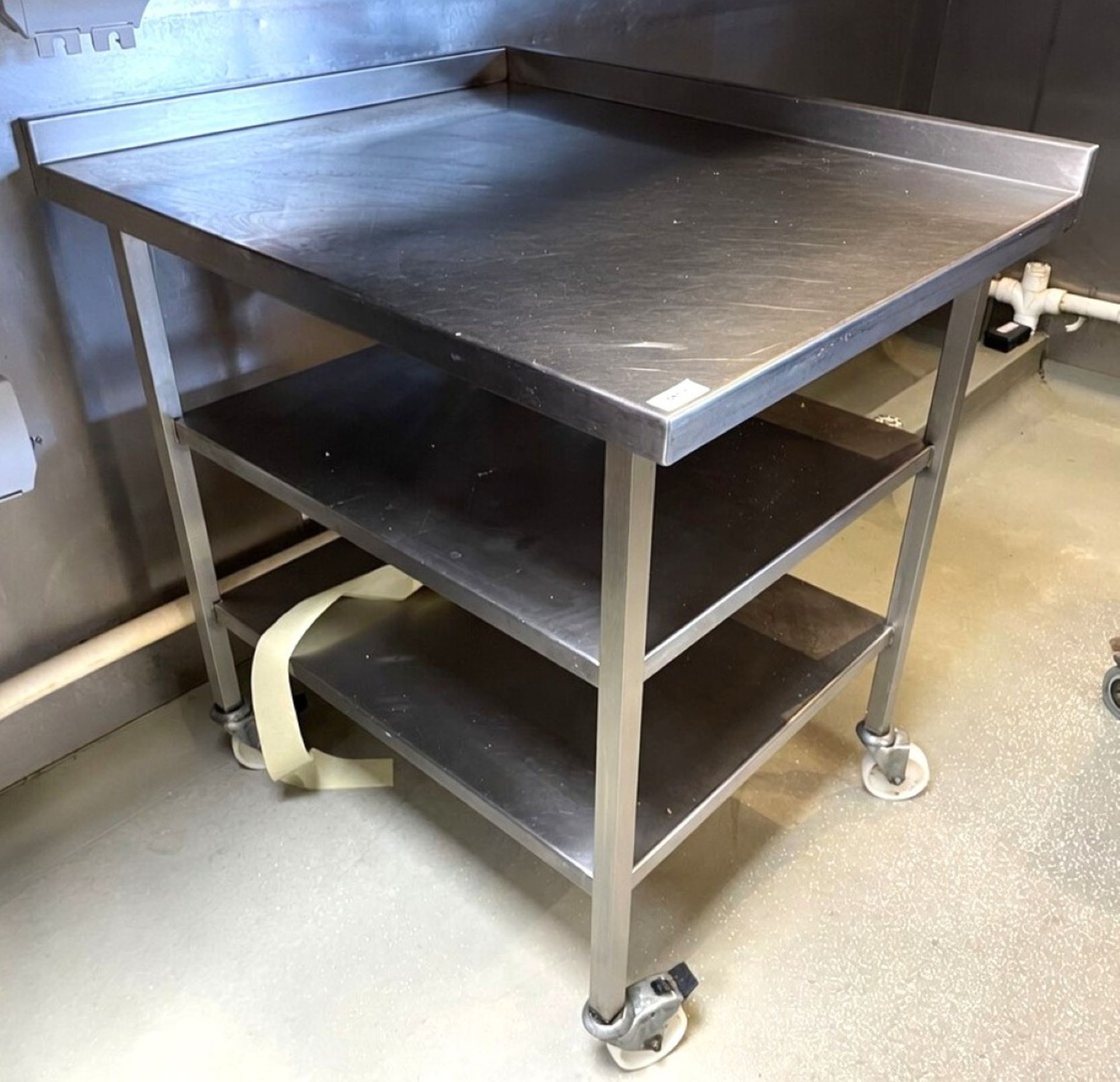 1 x Stainless Steel Prep Table with Undershelves and Castors