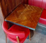 3 x Restaurant Dining Tables with Parquet Style Tops and Cast Iron Bases - Suitable for Two Persons