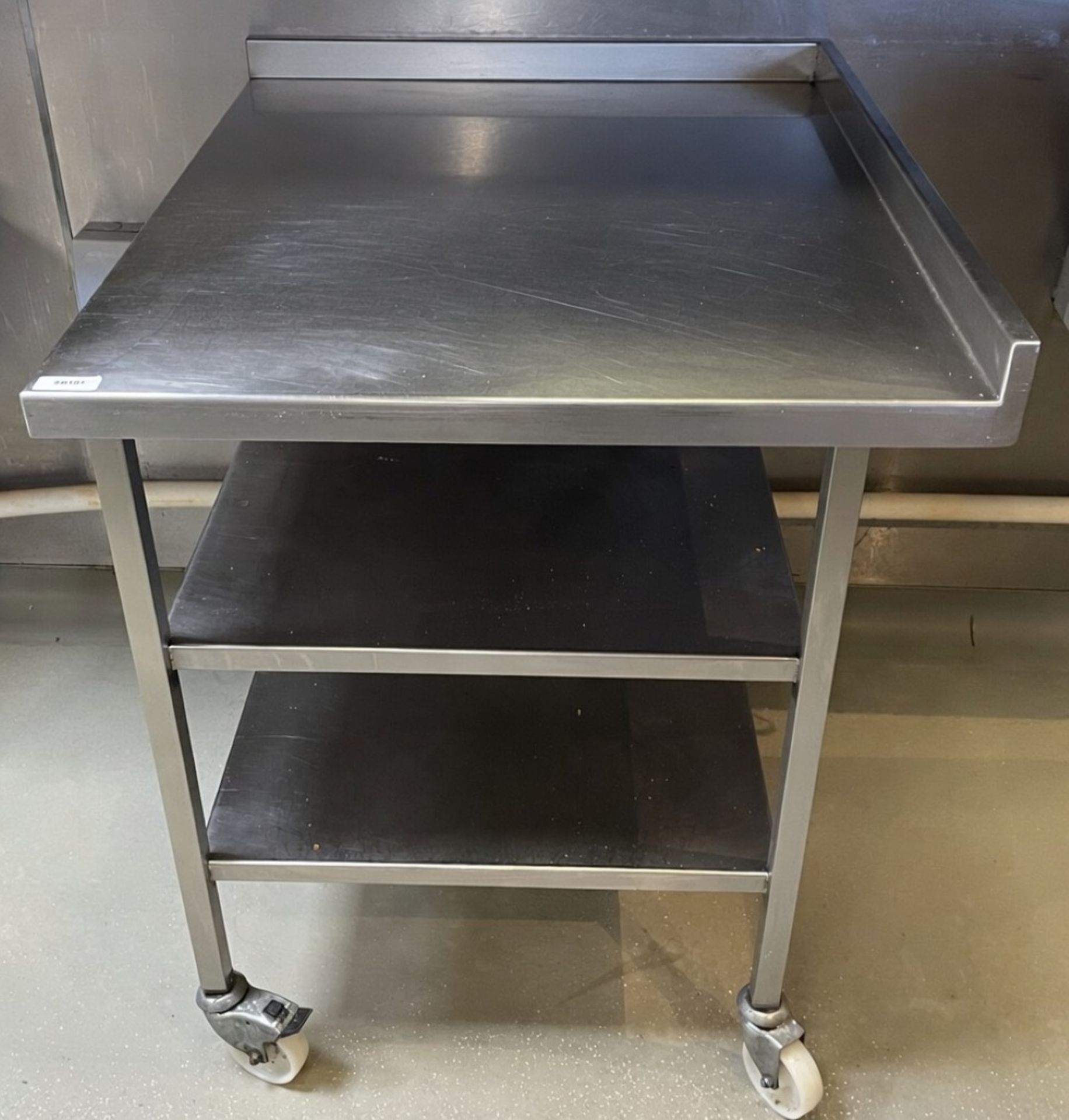 1 x Stainless Steel Prep Table with Undershelves and Castors - Image 2 of 2