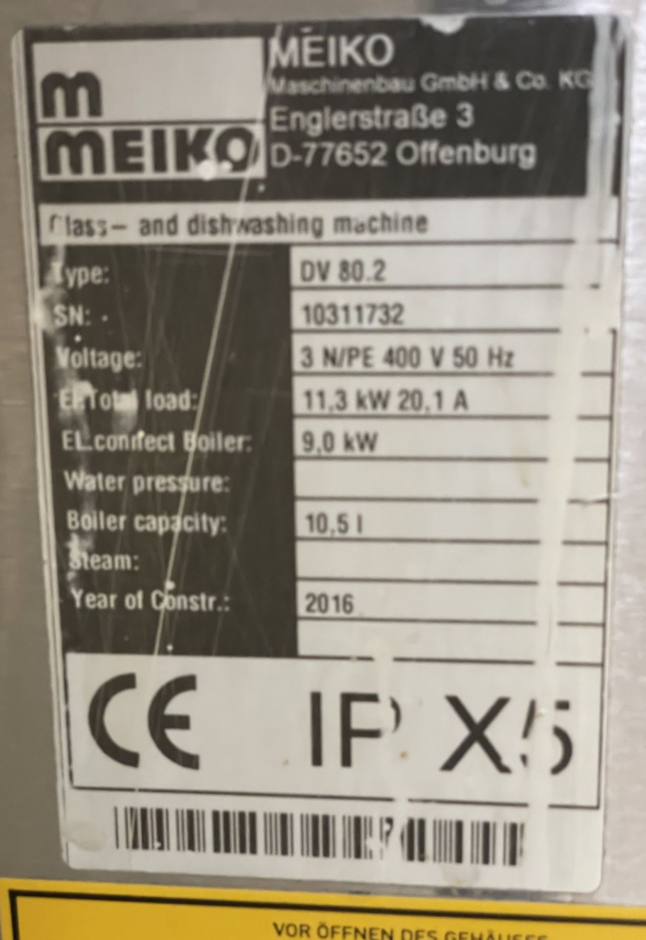 1 x Meiko DV80.2 Passthrough Dishwasher with Inlet Wash Unit, Outlet Unit, Wall Mounted Tray - Image 4 of 11
