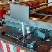1 x Hanspree LCD Monitor with Desk Mounted Stand, Keyboard and Receipt Printer
