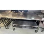 1 x Stainless Steel Prep Table with Undershelves and Castors