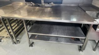 1 x Stainless Steel Prep Table with Undershelves and Castors