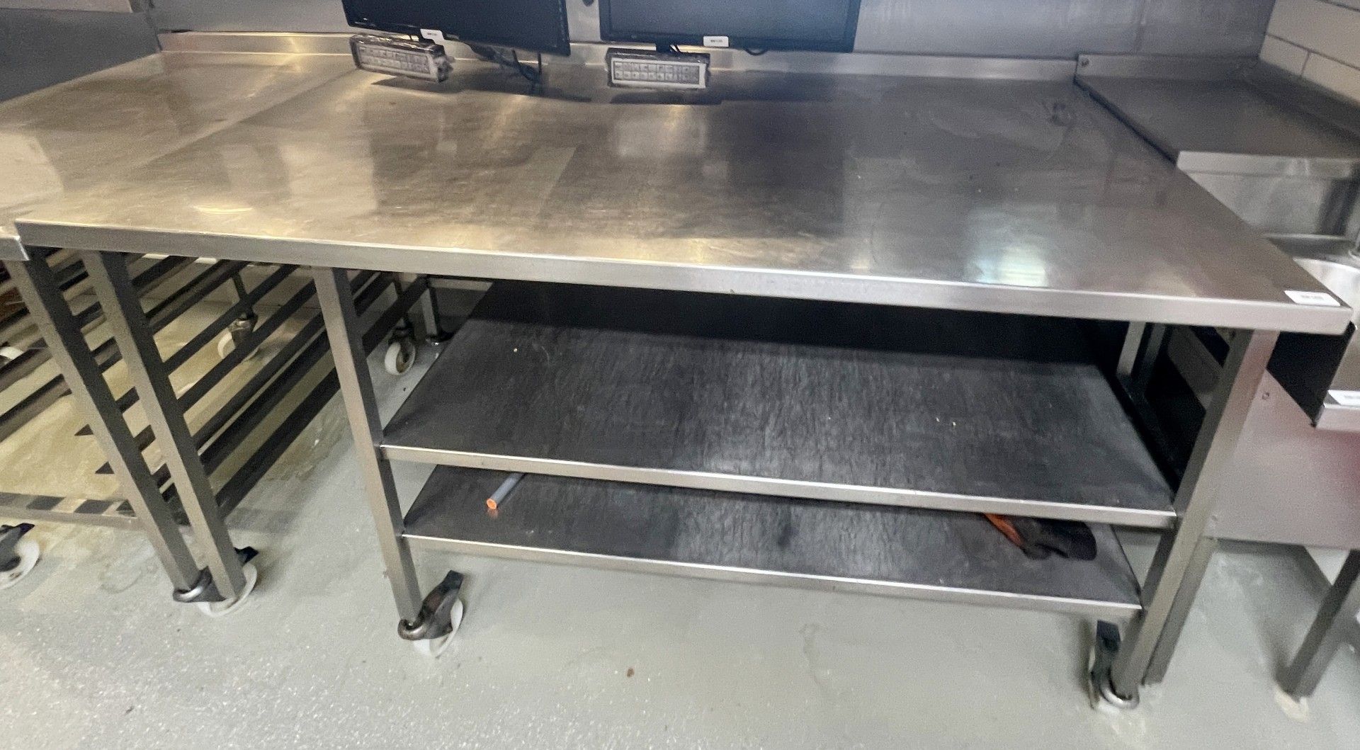 1 x Stainless Steel Prep Table with Undershelves and Castors