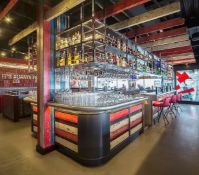 1 x Large Central Island Drinks Bar Features Stainless Bar Tops with Integral Removal Drainers