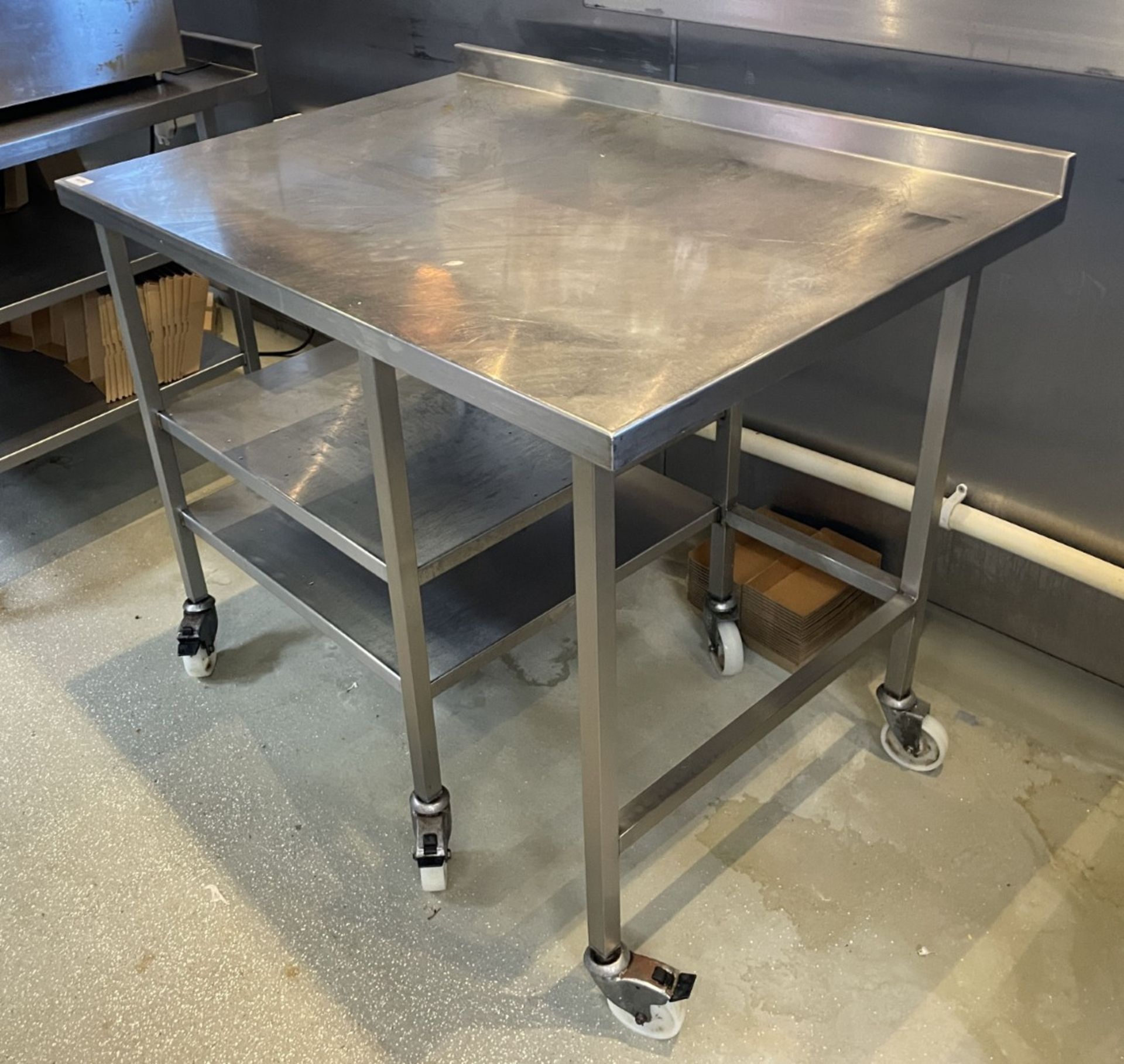 1 x Stainless Steel Prep Table with Undershelves and Castors - Image 5 of 5
