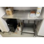 1 x Stainless Steel Prep Counter with Castors and Tray Holder